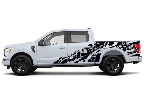 USA flag shredded side graphics decals for Ford F150