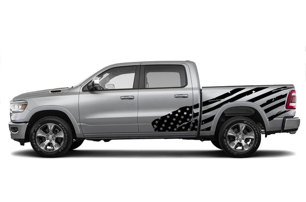 USA flag side graphics decals for Dodge Ram