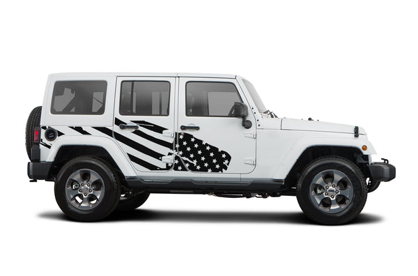 USA flag side decals graphics compatible with Jeep Wrangler JK