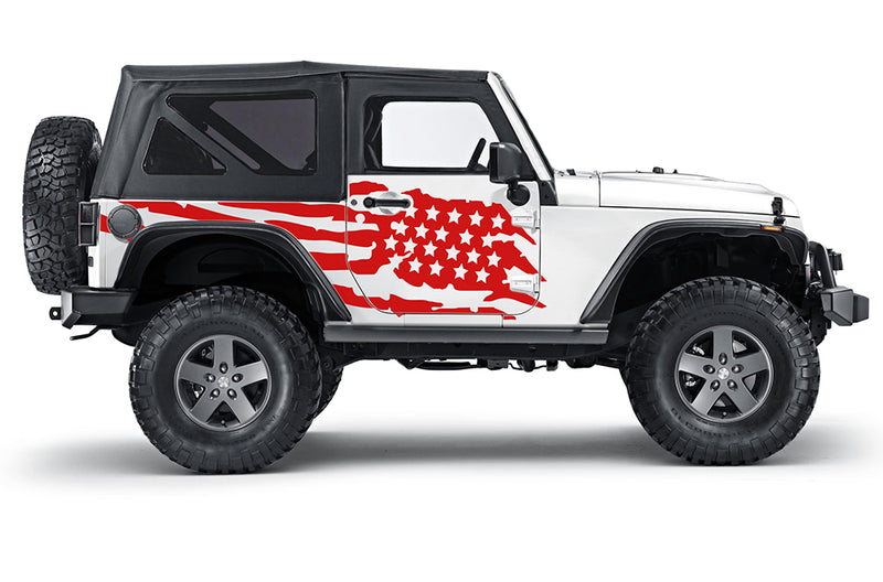 USA flag side decals graphics compatible with Jeep Wrangler JK 2 doors