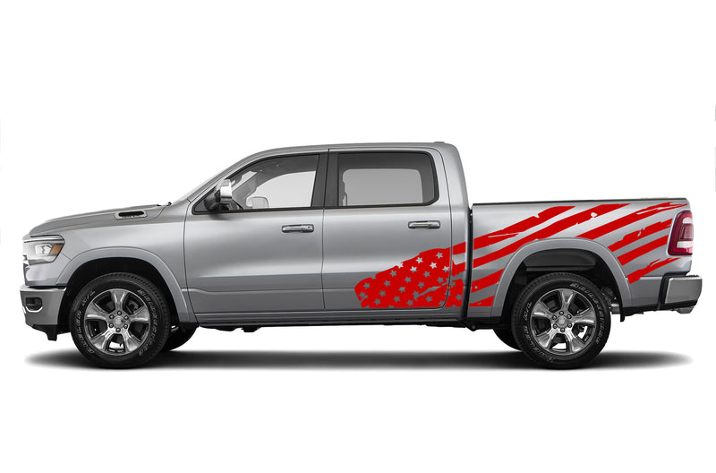 USA flag side graphics decals for Dodge Ram