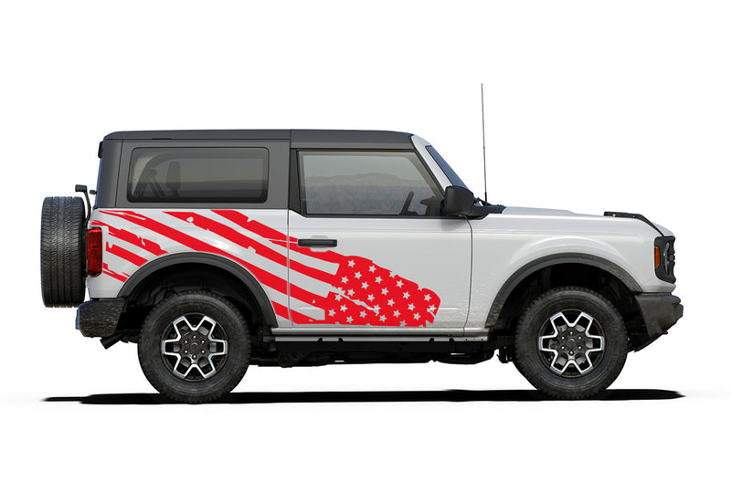 USA flag side decals graphics compatible with Ford Bronco 2 doors