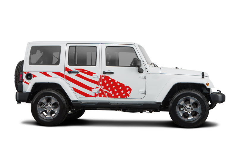 USA flag side decals graphics compatible with Jeep Wrangler JK