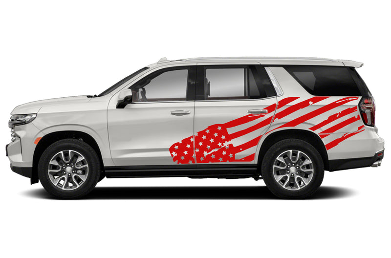 USA flag side graphics decals compatible with Chevrolet Tahoe