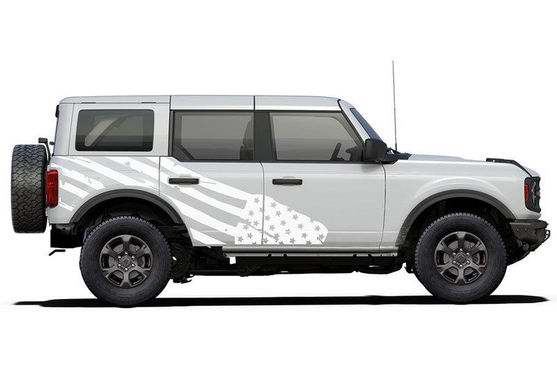 USA flag side graphics decals compatible with Ford Bronco