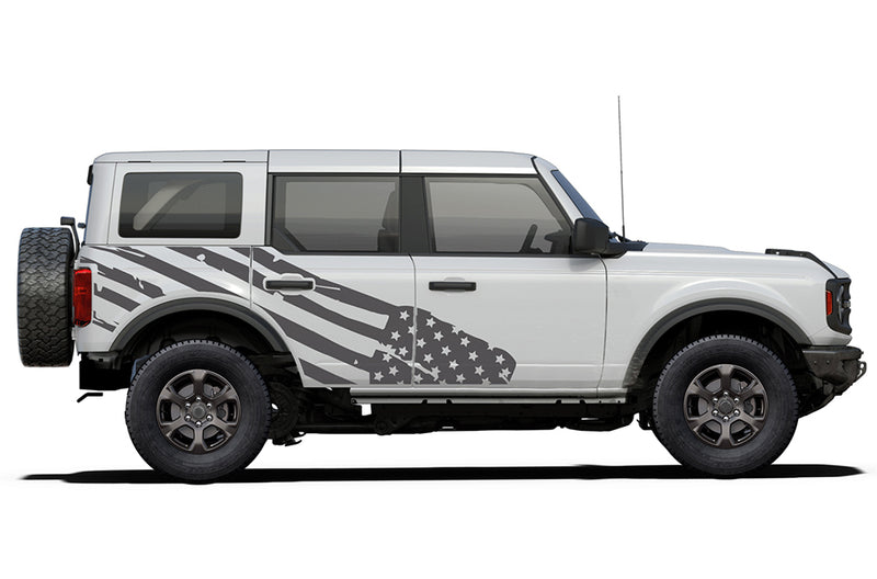 USA flag side graphics decals compatible with Ford Bronco