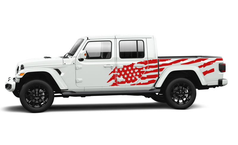 USA flag side graphics decals compatible with Jeep Gladiator JT