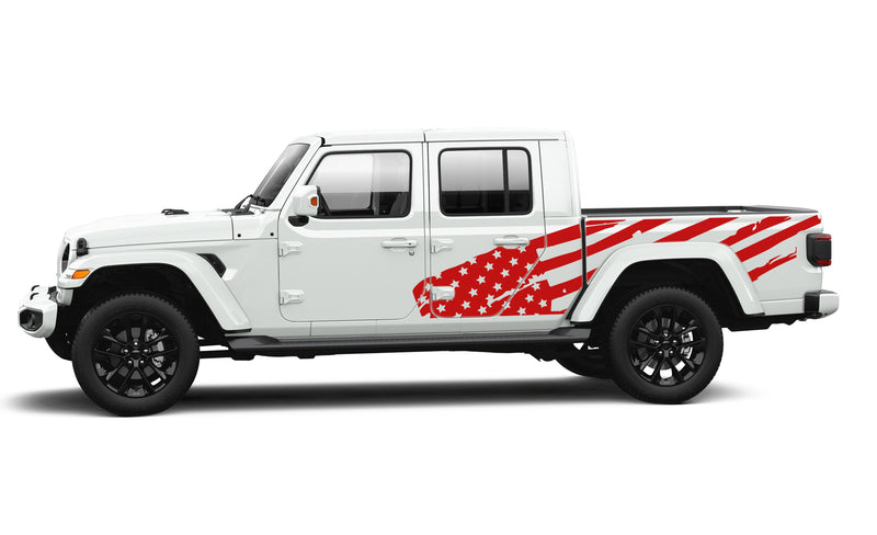 USA flag side graphics decals compatible with with Jeep Gladiator JT