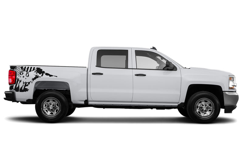 US eagle side bed graphics decals for Chevrolet Silverado 2014-2018