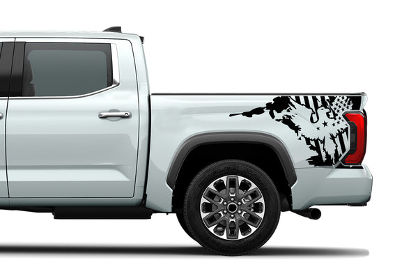 US eagle side bed decals graphics compatible with Toyota Tundra