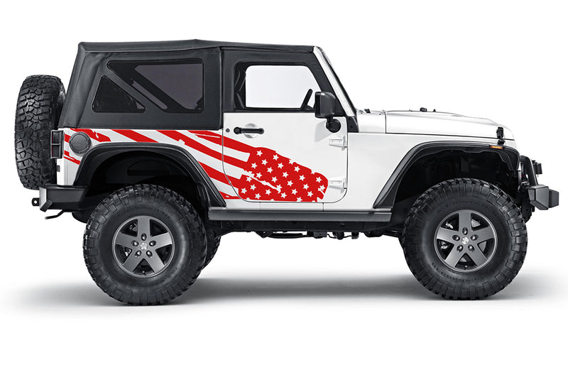 US flag side decals graphics compatible with Jeep Wrangler JK 2 doors