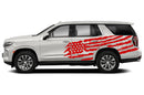 US flag side graphics decals compatible with Chevrolet Tahoe