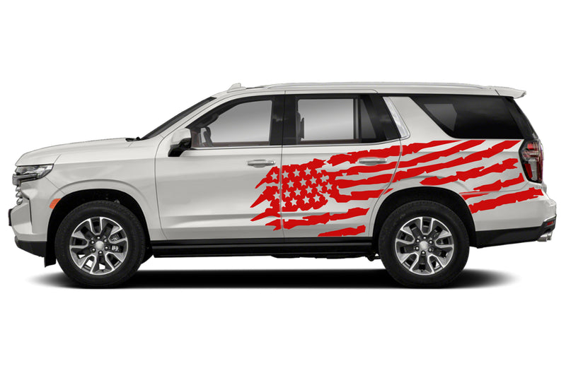 US flag side graphics decals compatible with Chevrolet Tahoe