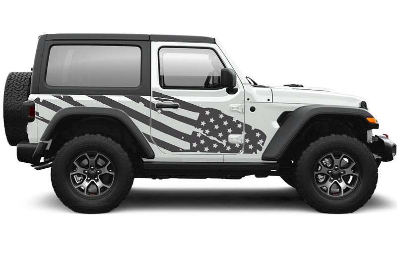 US flag side graphics decals compatible with Jeep Wrangler JL 2 doors