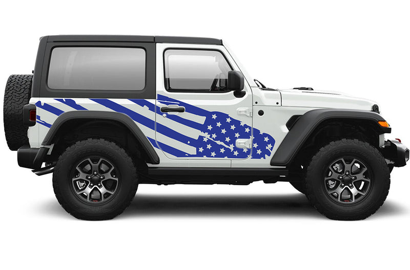 US flag side graphics decals compatible with Jeep Wrangler JL 2 doors