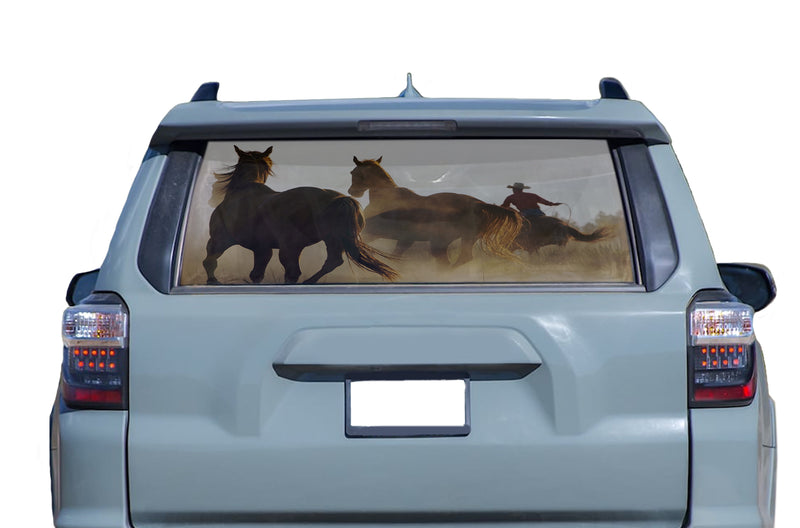 Wild horses perforated rear window decal graphics for Toyota 4Runner