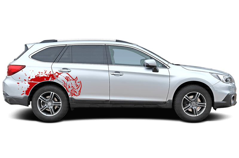 Wild rhino splash graphics decals for Subaru Outback 2015-2019