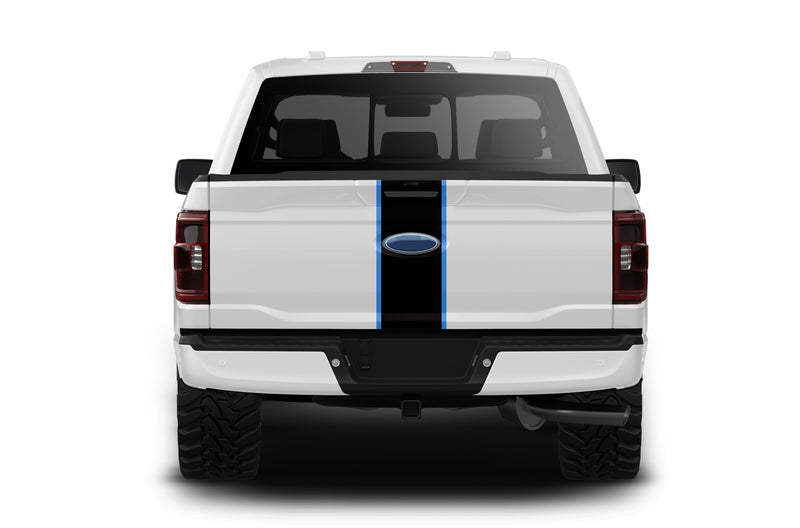 Center rally racing stripes with pinstriping decals graphics compatible with Ford F150